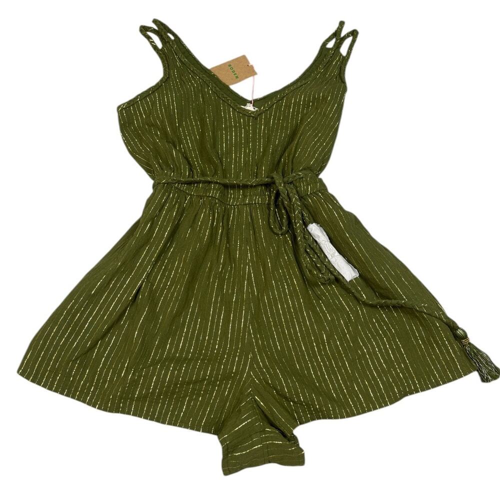 Boden Womens Size 4P Grecian Playsuit Green Gold NWT